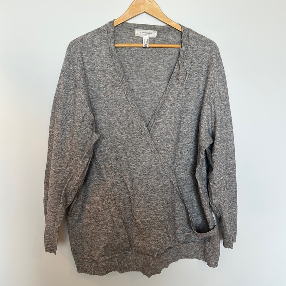 Addition Elle pastel grey mix faux wrap sweater